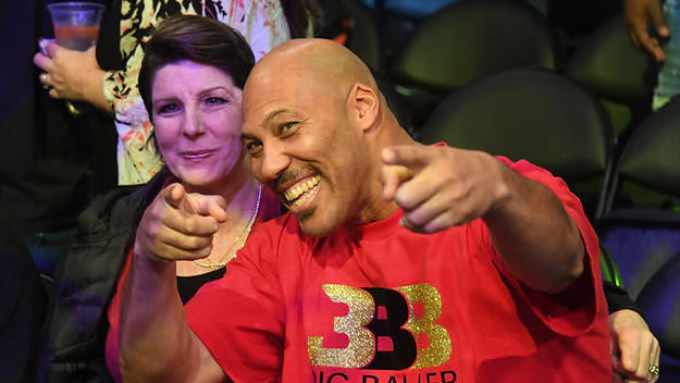 LaVar Ball poses for the cameras with his wife, Tina.