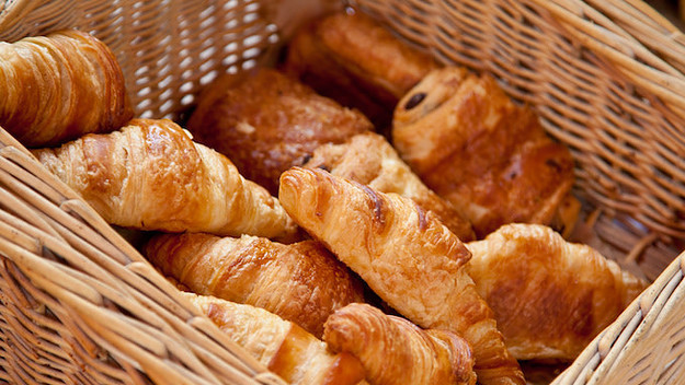 Freshly Baked Croissants In Basket