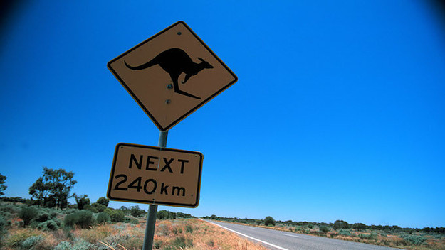 Kangaroo crossing sign