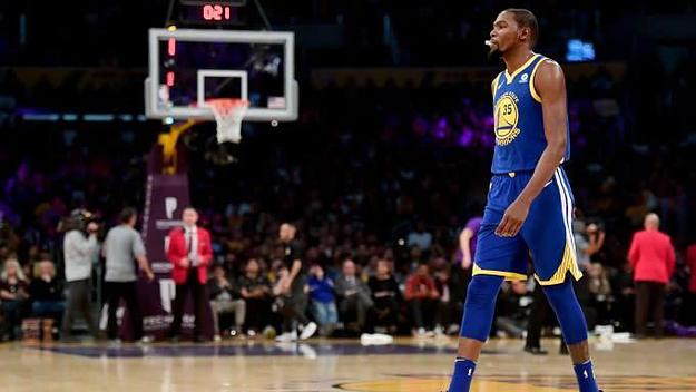 Kevin Durant walks off the court at Staples Center.