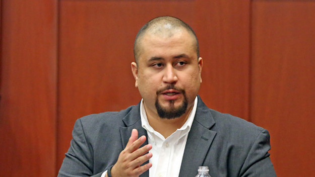 George Zimmerman looks at the jury