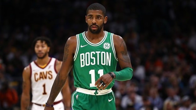 Kyrie Irving during his first regular season game with the Celtics.