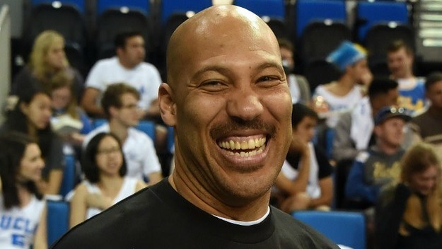 LaVar Ball smiles at a UCLA game.