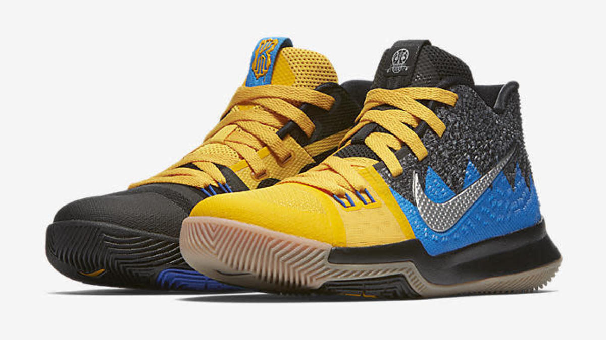 Kid's Nike Kyrie 3 'What The' University Gold/Blue Glow/Black AH2287 700 (Pair)