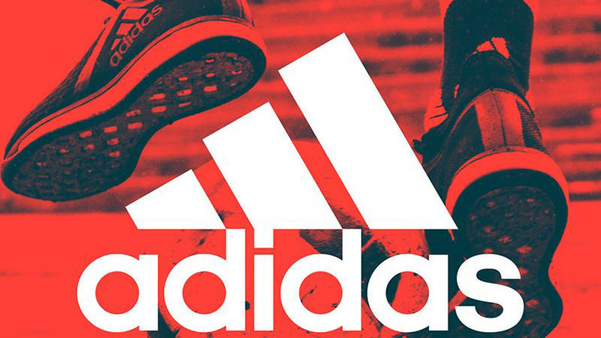 Adidas logo in front of sneakers