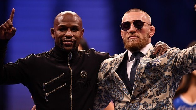 Floyd Mayweather and Conor McGregor after their fight.