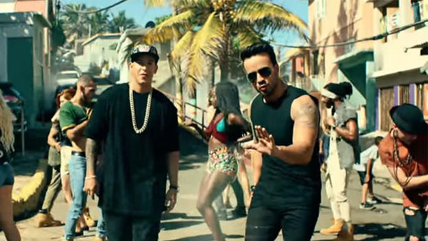 A stillshot of Despacito's music video.