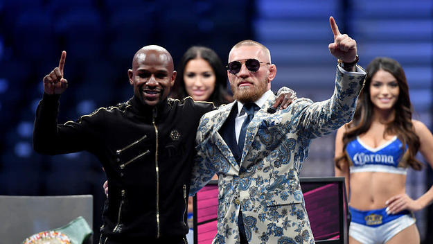 Floyd Conor Post Fight Press Conference 2017 Getty