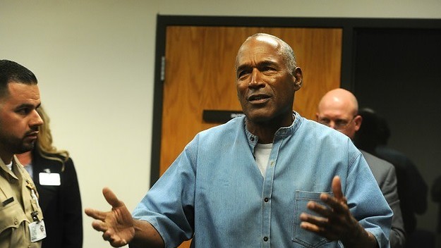 O.J. Simpson arrives for his parole hearing.