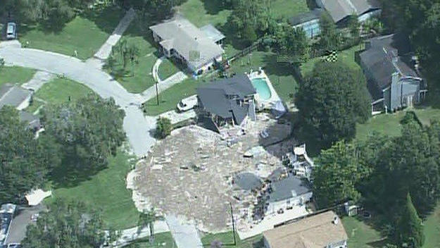 An airborn shot of a sinkhole in Florida.