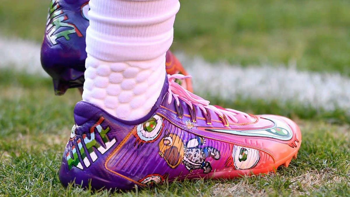 Odell Beckham Kanye West Murakami Graduation Cleats by Kickasso On Foot