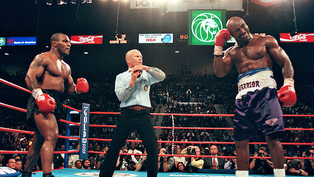 Tyson Holyfield II Mills Lane Timeout 1997 Getty