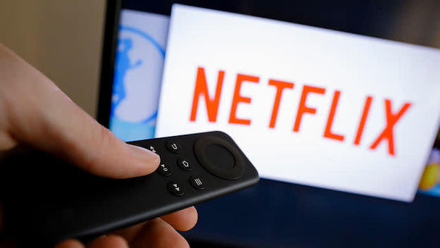 The logo of the media company Netflix can be seen on a TV