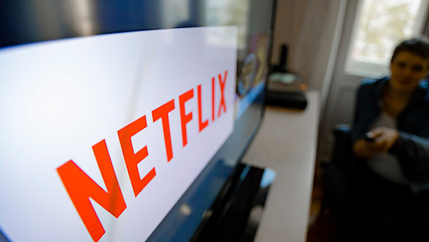 The logo of the media company Netflix