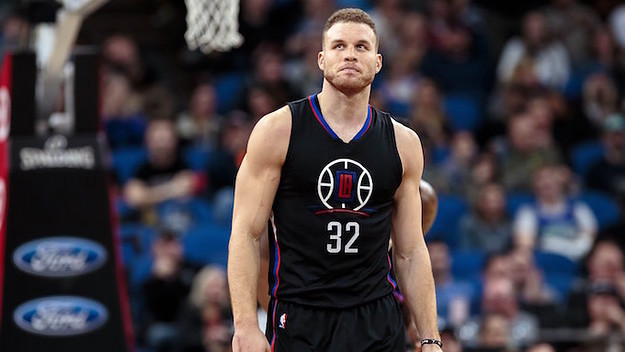 Blake Griffin stares out into the crowd in disbelief.