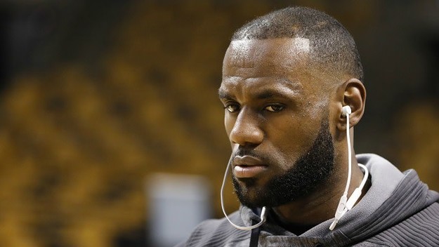 LeBron James warms up for Game 1 of the Eastern Conference Finals against the Celtics.