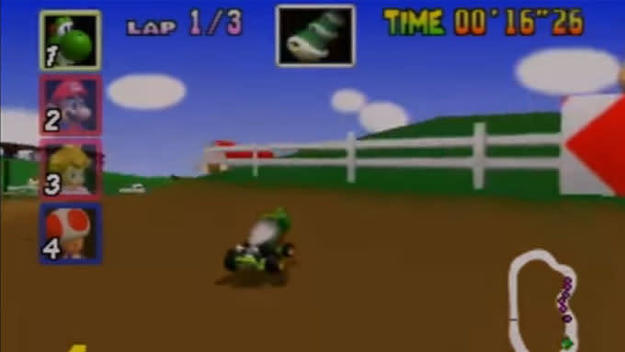 Moo Moo Farm track, featuring Yoshi in first place.