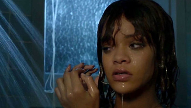 Rihanna takes a shower on Bates Motel.