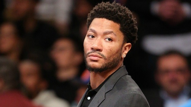 Derrick Rose looks on during a recent Knicks game.