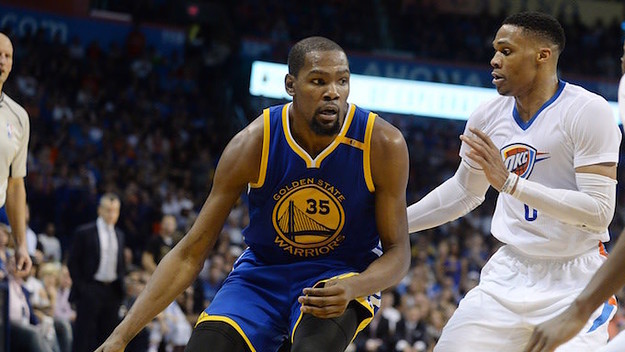 Kevin Durant and Russell Westbrook play against one another.