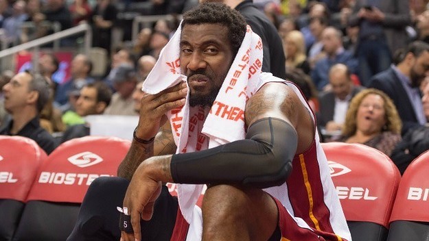 Amar'e Stoudemire sits on the bench during his time with the Heat.