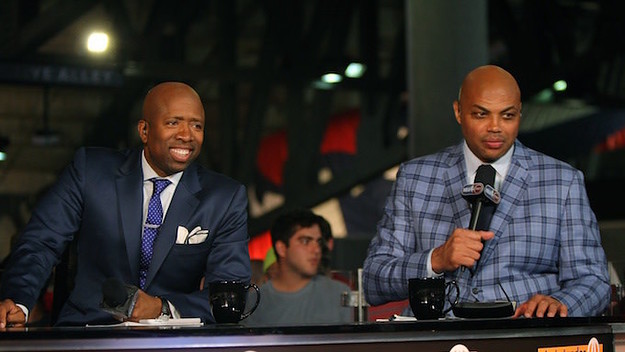 Charles Barkley and Kenny Smith during 'Inside the NBA' taping.