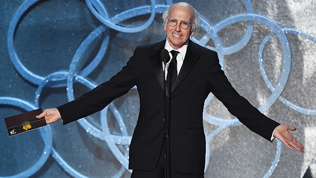 Larry David speaks onstage during the 68th Annual Primetime Emmy Awards