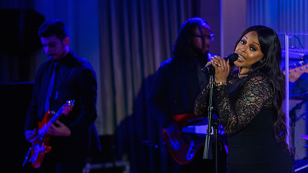 Chrisette Michele performs during a state dinner