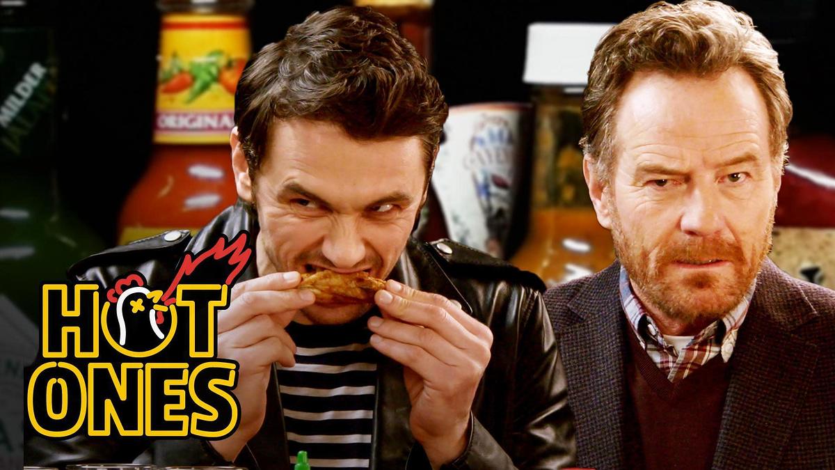 James Franco and Bryan Cranston on Hot Ones