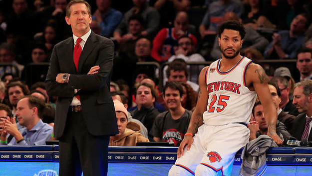 Derrick Rose waits to enter a game.