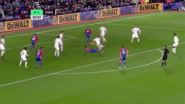 Crystal Palace's Wilfried Zaha scores a crazy goal against Swansea City.