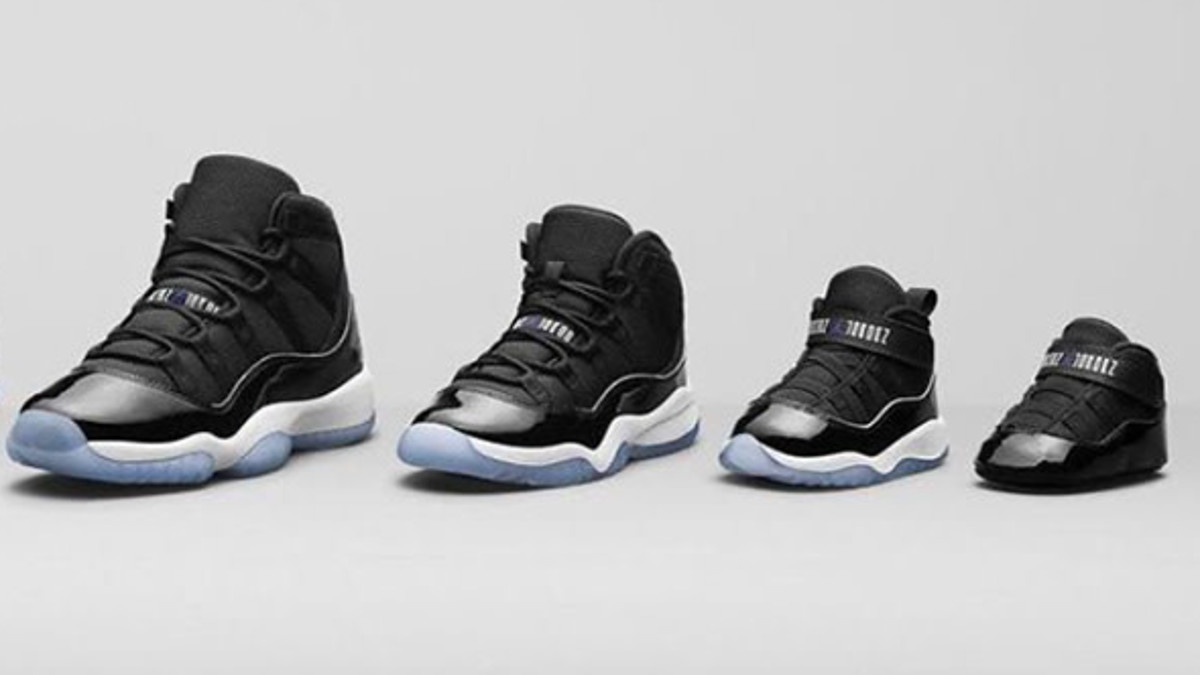 air jordan 11 space jam full family size run preview
