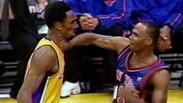 Chris Childs punches Kobe Bryant.
