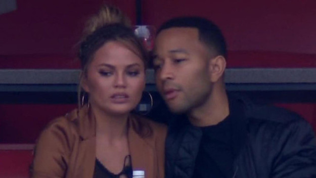 Chrissy Teigen and John Legend at Super Bowl LI