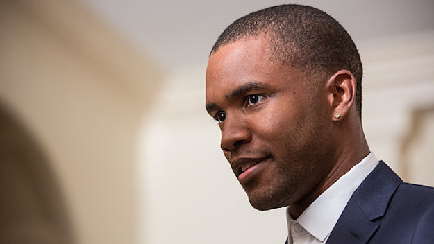 Frank Ocean, Singer & Songwriter, speaks to media, as he arrives at the White House