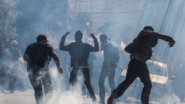 black bloc protesters in sao paulo