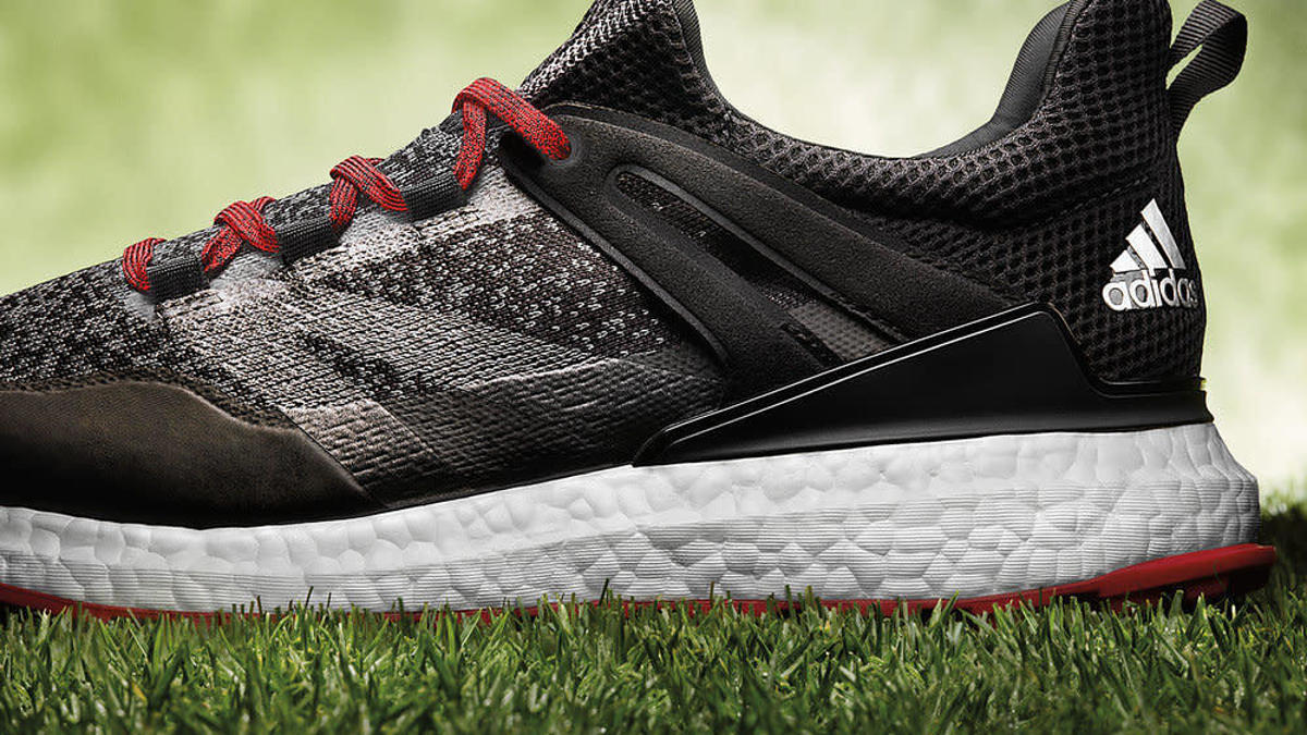 Adidas Crossfit Boost Golf Shoe Black Red Heel