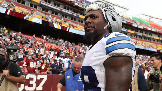 Dez Bryant walks off the field after the Cowboys beat the Redskins.