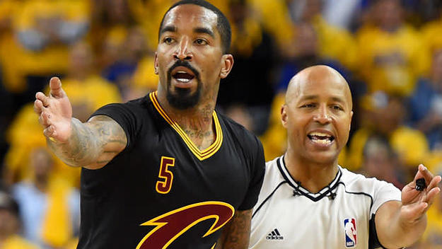 J.R. Smith argues his case to a ref.