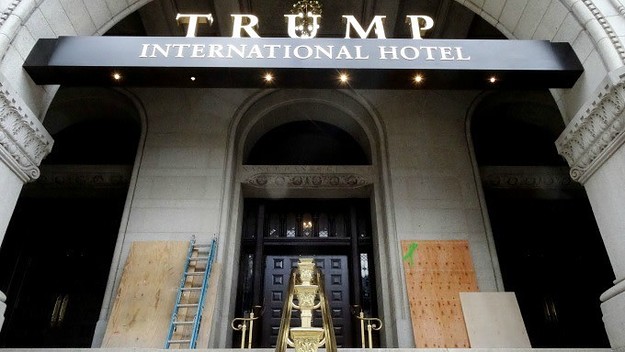 New Trump hotel in Washington D.C. tagged with Black Lives Matter graffiti.