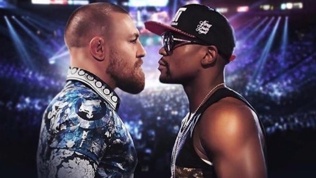 Conor McGregor and Floyd Mayweather fight poster.