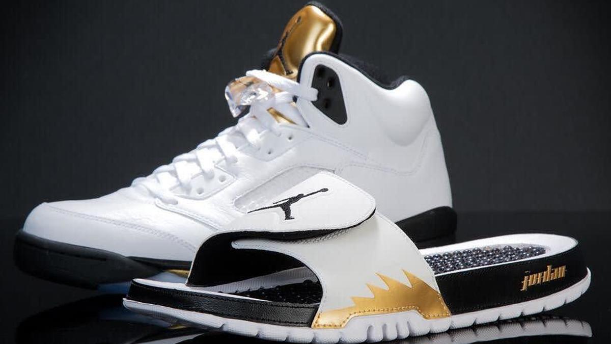 Air Jordan Hydro 5 Slide Gold Medal Beauty