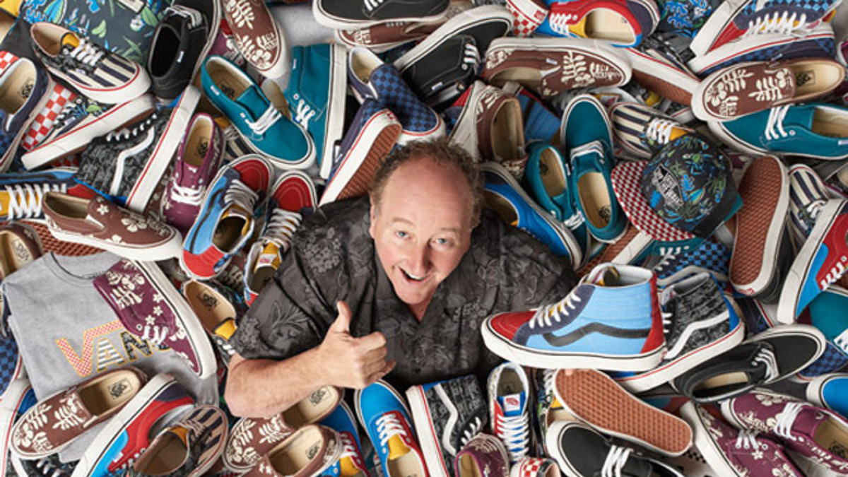 Steve Van Doren in a pile of Vans sneakers