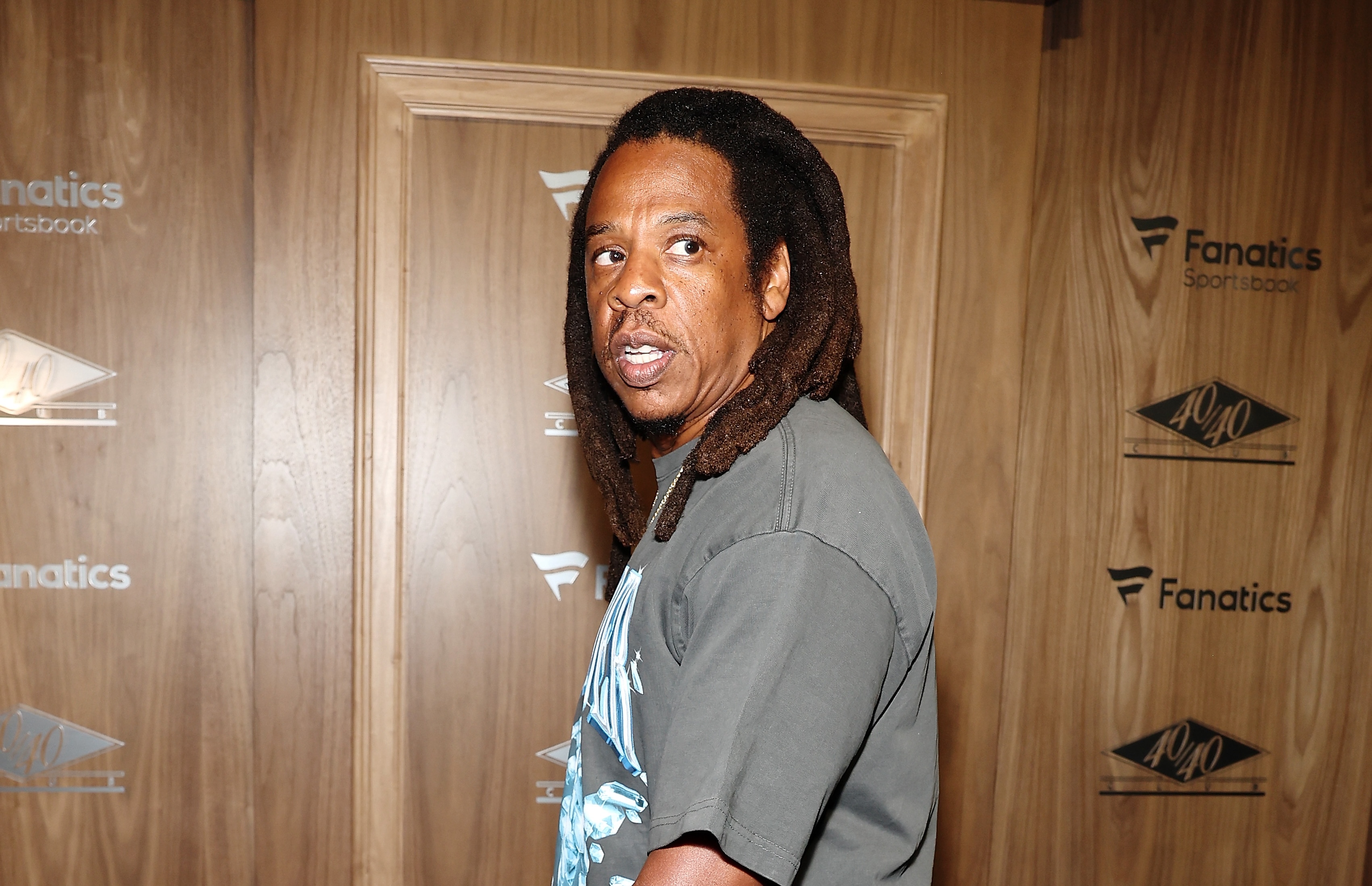 Jay-Z attends the 40/40 Club Pop-Up during Fanatics Fest at Jacob Javitz Center on August 16, 2024 in New York City.