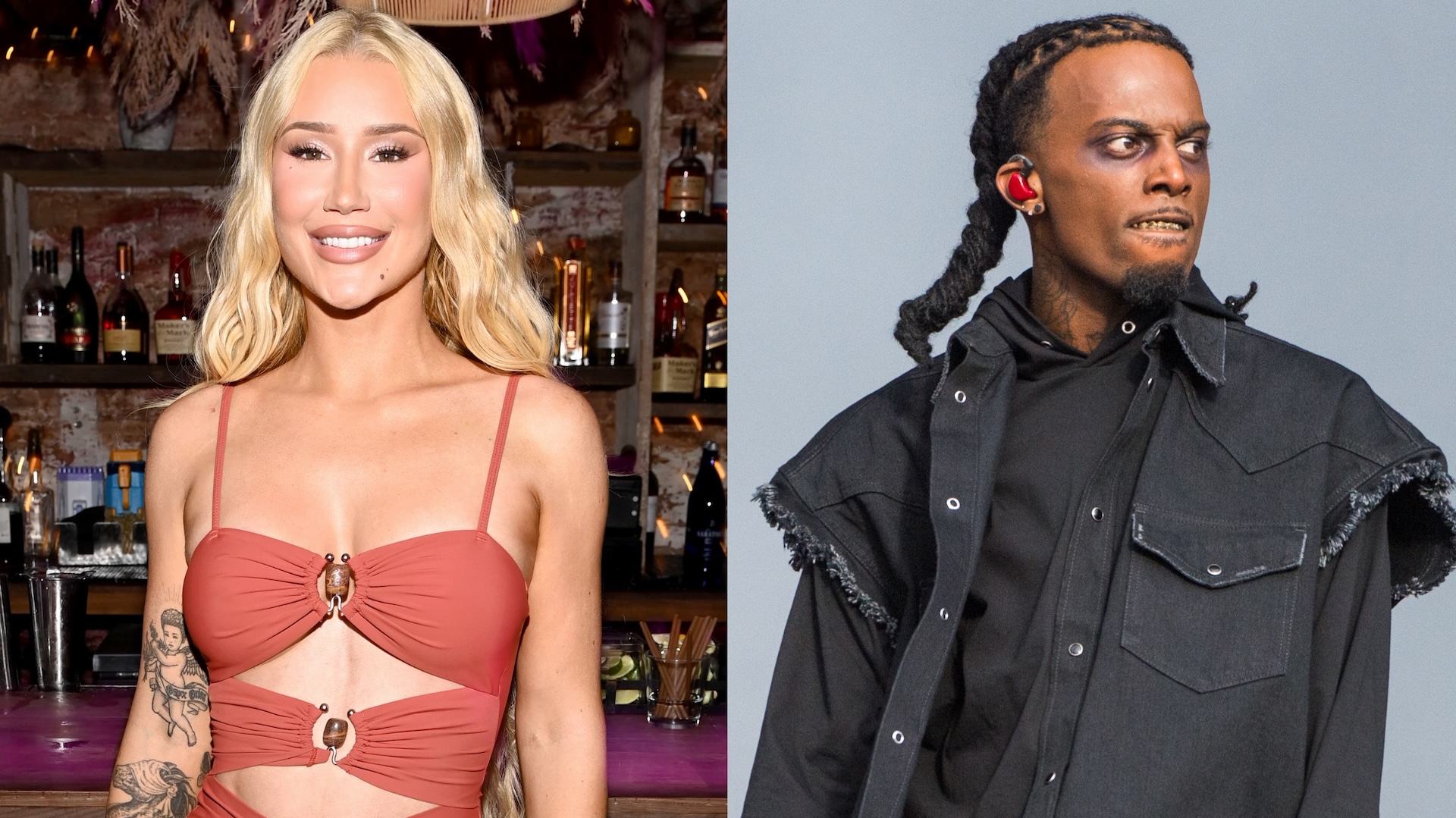 Splitscreen of Iggy Azalea and Playboi Carti