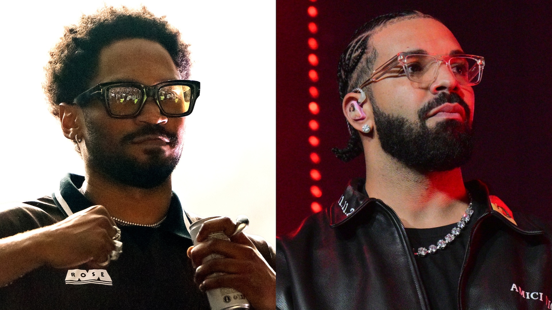 Splitscreen of Kaytranada and Drake