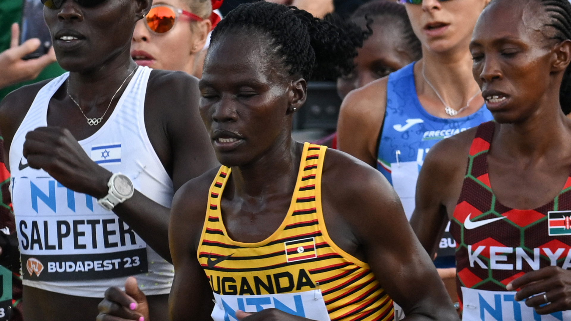 Rebecca Cheptegei running in a race.