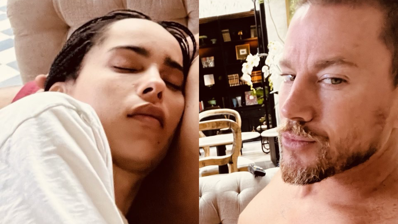 A sleeping Zoe Kravitz with Channing Tatum
