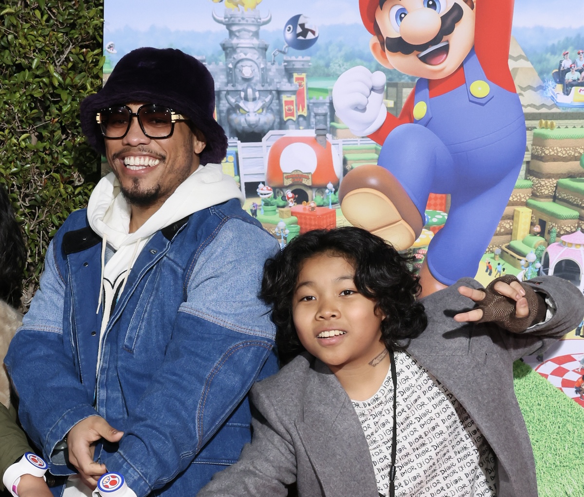 UNIVERSAL CITY, CALIFORNIA - FEBRUARY 15: Anderson .Paak and Soul Rasheed attend the "SUPER NINTENDO WORLD" welcome celebration at Universal Studios Hollywood on February 15, 2023 in Universal City, California.
