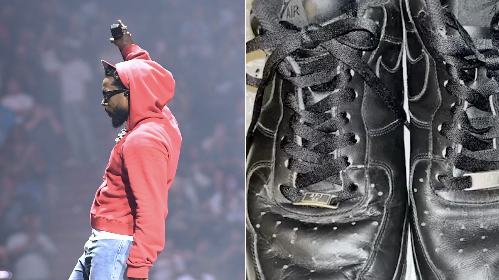 Image of Kendrick and Black Air Force 1s